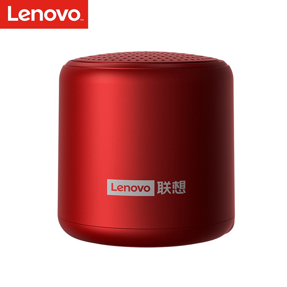 Originele Lenovo L01 Bluetooth Speaker Draagbare Outdoor Luidspreker Draadloze Mini Column 3D Stereo Muziek Surround Bass Box Mic: Rood