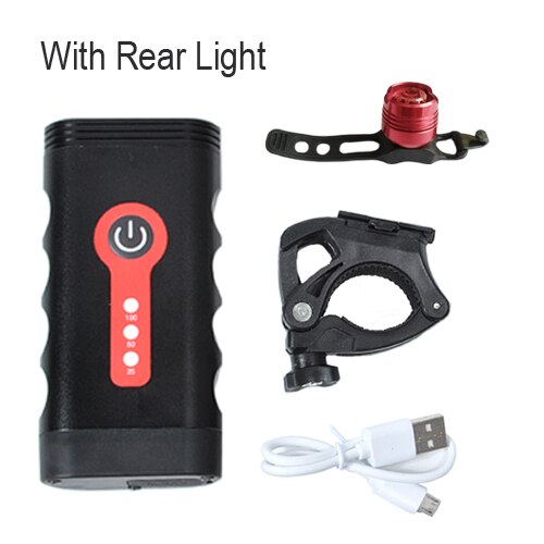 Newboler 2400 Lumen Fiets Licht Set L2 Fiets Lantaarn Usb Oplaadbare Waterdichte Fietsen Lamp Mtb Koplamp Led Rear Front Light: Rood