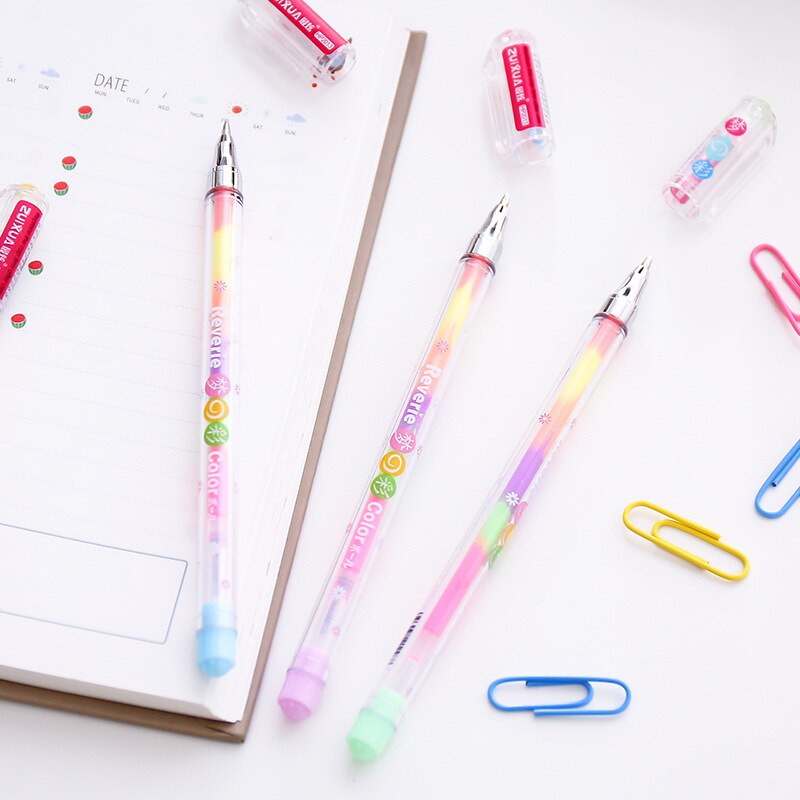 Highlighters writing pen Korean stationery DIY 6 plus a pastel pen, water chalk, graffiti student marker pens