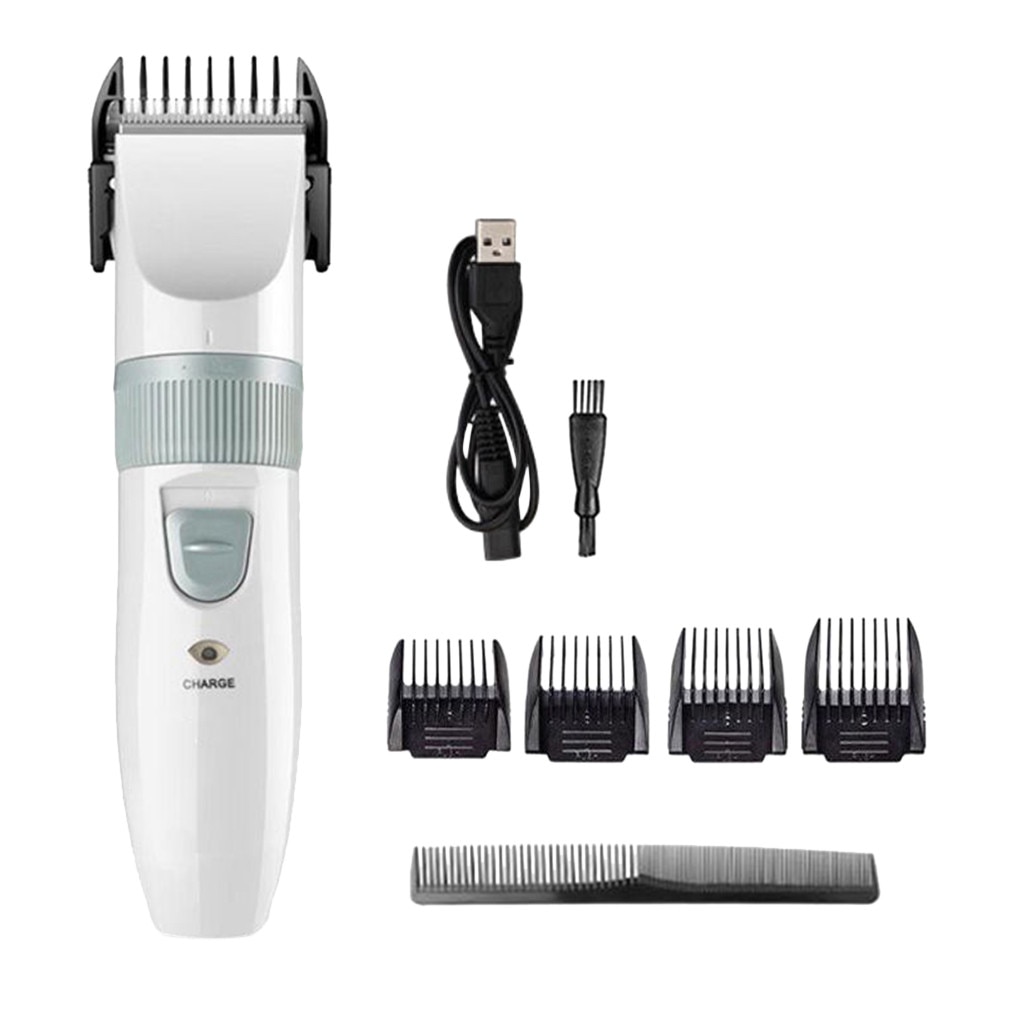 Rechargeable Low-noise Pet Hair Clipper Remover Cutter Grooming Set Cat Dog Hair Trimmer Electrical Pets Hair Cut Machine: White