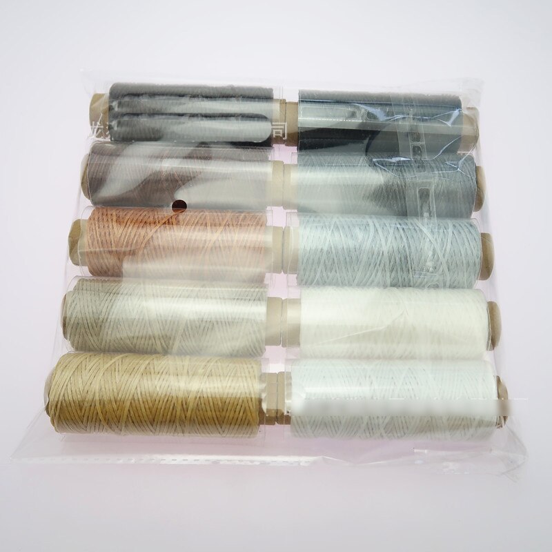 Línea de cera para coser cuero, hilo de fibra de coser hecho a mano, 50m, 150D, 10 unids/set por juego