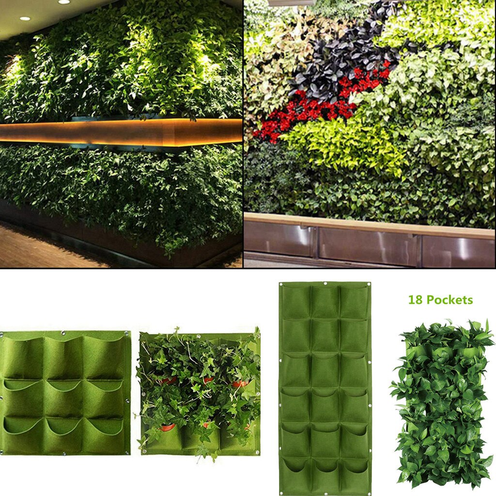 Enverdecimiento Vertical colgante de pared la siembra bolsa jardín planta crecer bolsas para macetas Eco amigable de plántulas de cultivo de 9/18 bolsillo
