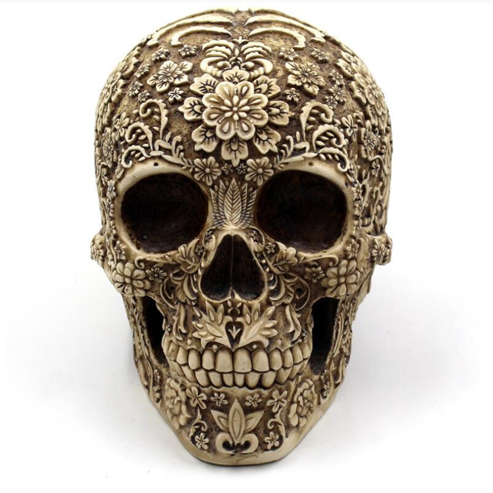 Skull Model Statue Gothic Sculpture Handicraft Horror Home Halloween Decoration Human Model Art 301-0732
