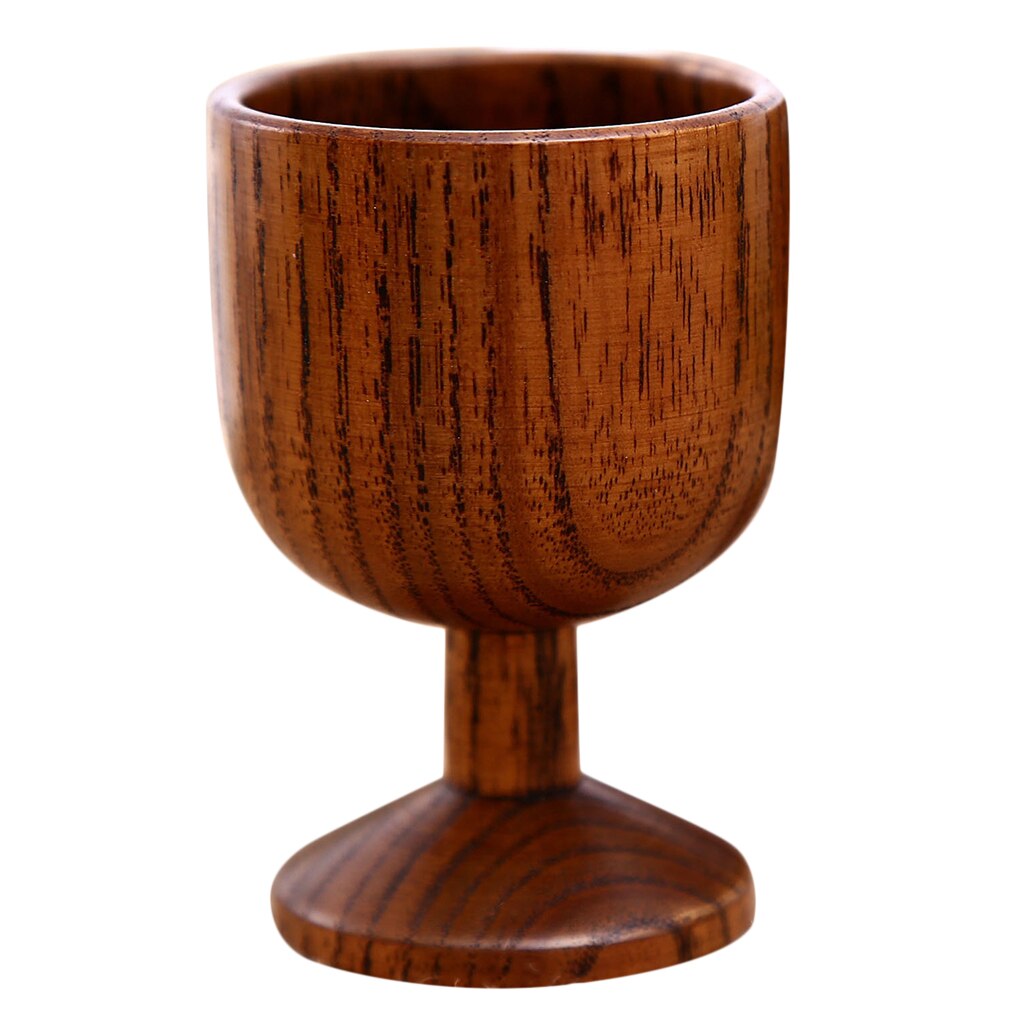 Natural Wooden Goblet Red Wine Cup Beer Mug Party Groomsmen Brown