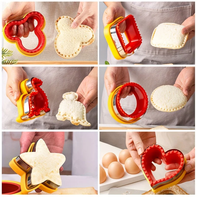 Stainless Steel Sandwich Cutting Mold with Hand Guard Multi-purpose Toast Fruit Cutter Mould for Lunch Box Decor Baking Tools