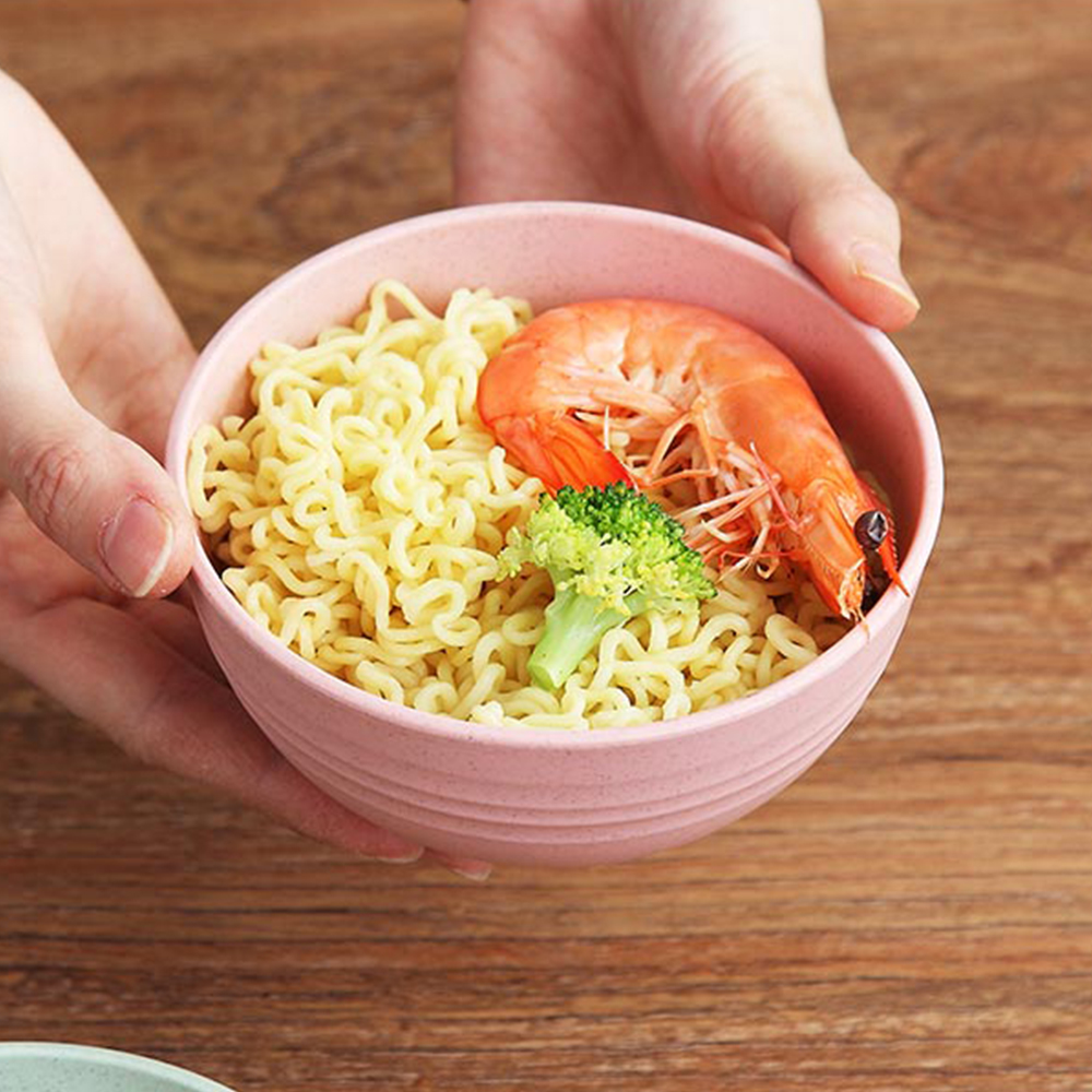 Bol de riz anti-goutte en fibre de bambou, 4 bols de paille de blé, bol de riz fendu, plateau à collation dessin animé, vaisselle de petit déjeuner