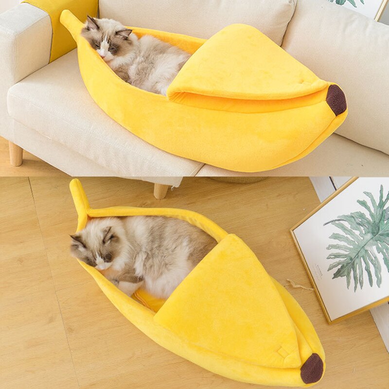 Grappige Banaan Kat Bed Huis Leuke Gezellige Kat Mat Bedden Warm Duurzaam Draagbare Huisdier Mand Kennel Hond Kussen Kat Levert multicolor