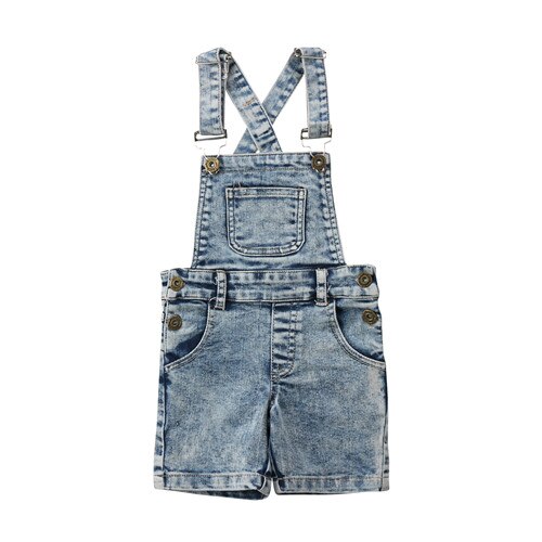 Baby Jongens Meisjes Denim Bib Broek Overalls Jean Mouwen Terug Cross Shorts Jumpsuit Outfits Zomer Kleding: 18m