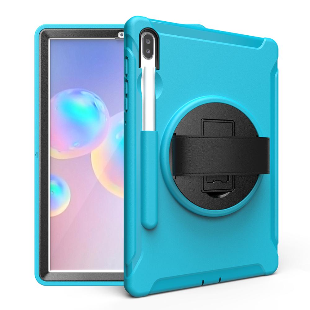 Case Voor Samsung Galaxy Tab S6 10.5 "T860 Tablet Case Shockproof Armor Heavy Duty Hard Case Voor Samsung tab T860 Stand Case: Blue