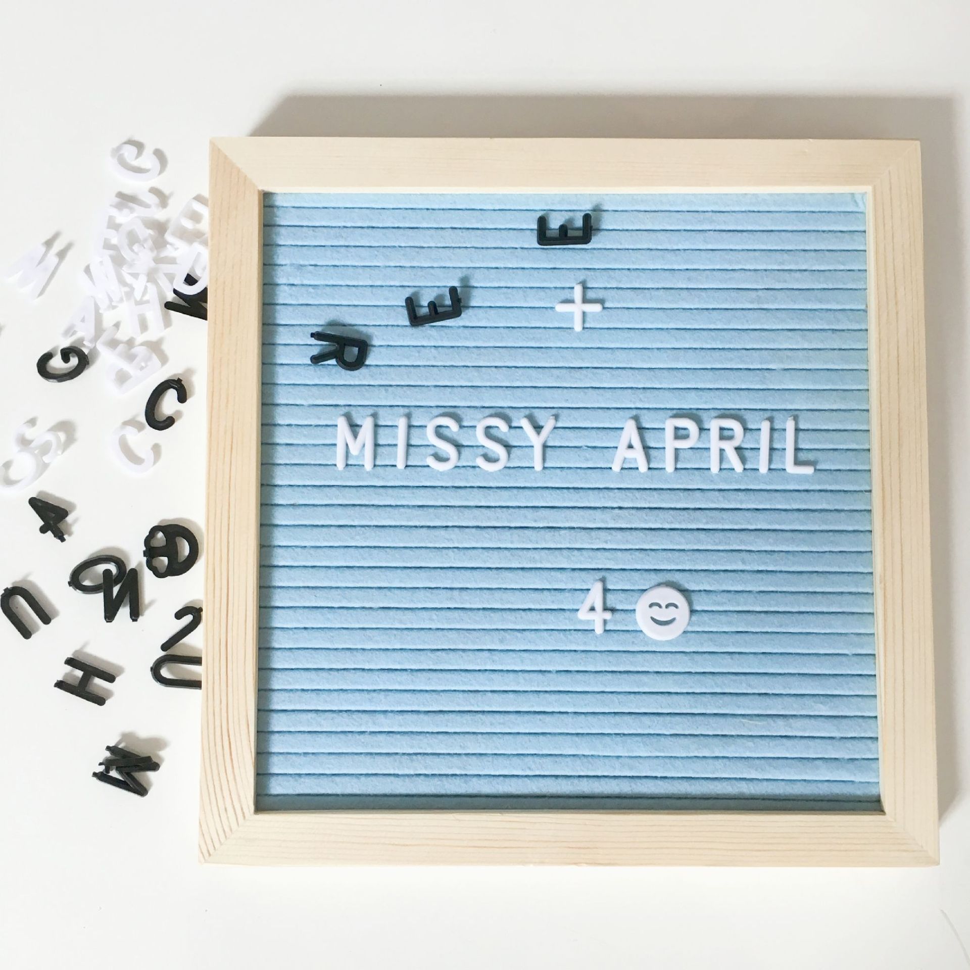 Vilt Brief Board Houten Frame Kantoor Verwisselbare 25X25Cm Boards Symbolen Bericht Cijfers Home: Light Blue