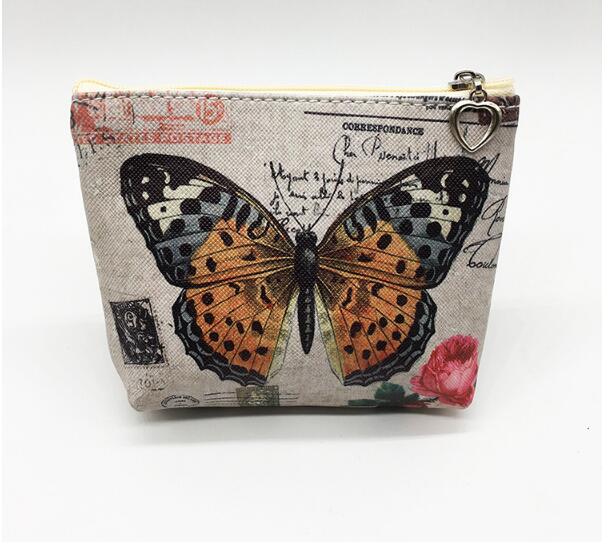 12 st/lot! söt fjäril mynt handväska barn pu läder dragkedja byta handväska kvinnor plånbok: B