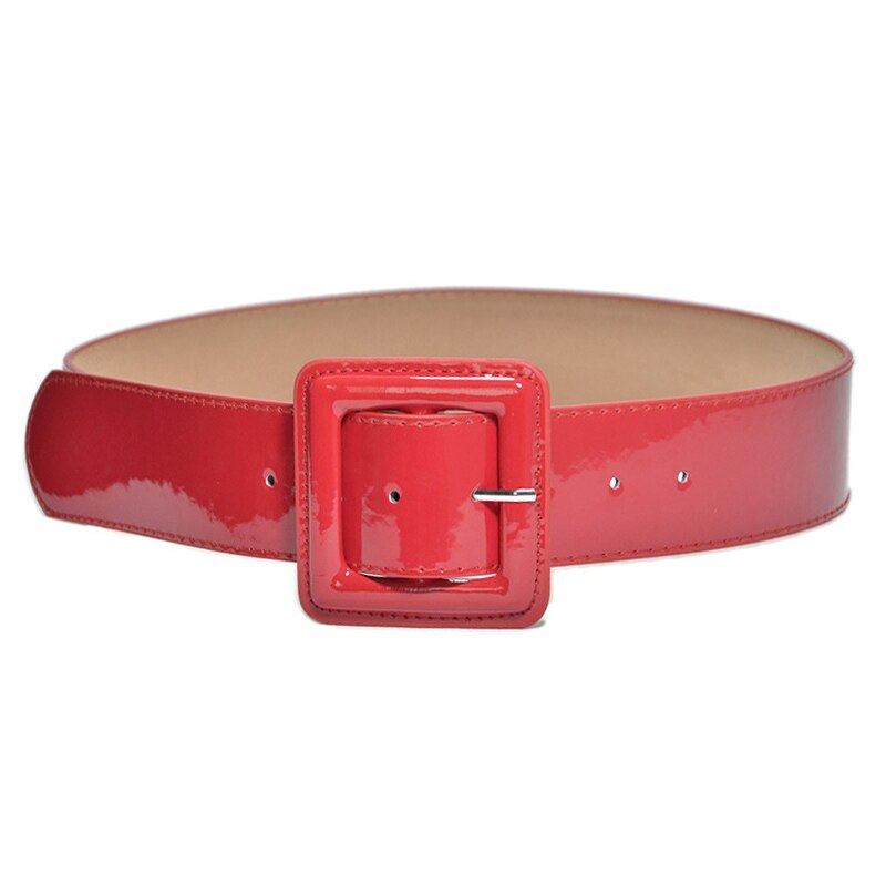 Cinturón ancho de charol para mujer, cinturón ancho con hebilla, accesorio para vestido, corsé, faja: B