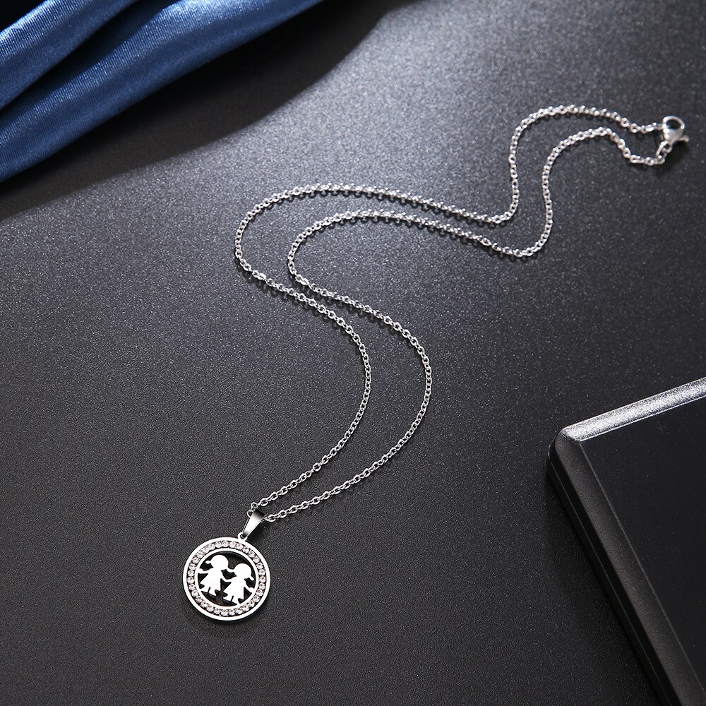 CACANA 316L Stainless Steel Necklace Crystal Rhinestone Good Sister Girl Necklaces For Women Jewelry Valentine&#39;s Day