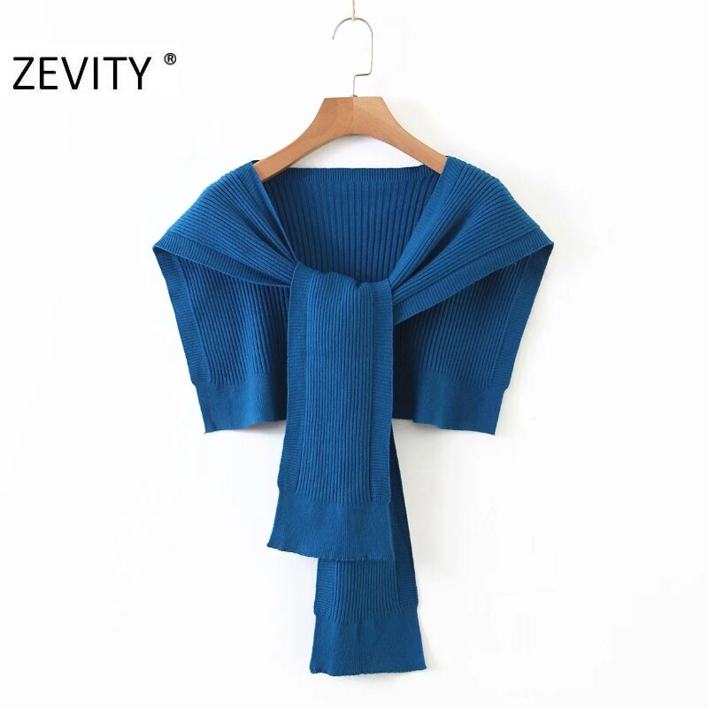 Zevity nouvelles femmes couleur unie tricot Wrap pull Chic automne châle femme loisirs noué court Swing hauts S452: XIAODES S10lanse