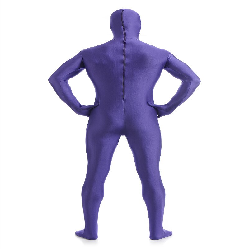 Open Face Zentai Spandex Unisex Catsuit Skin Tight Costume Purple L