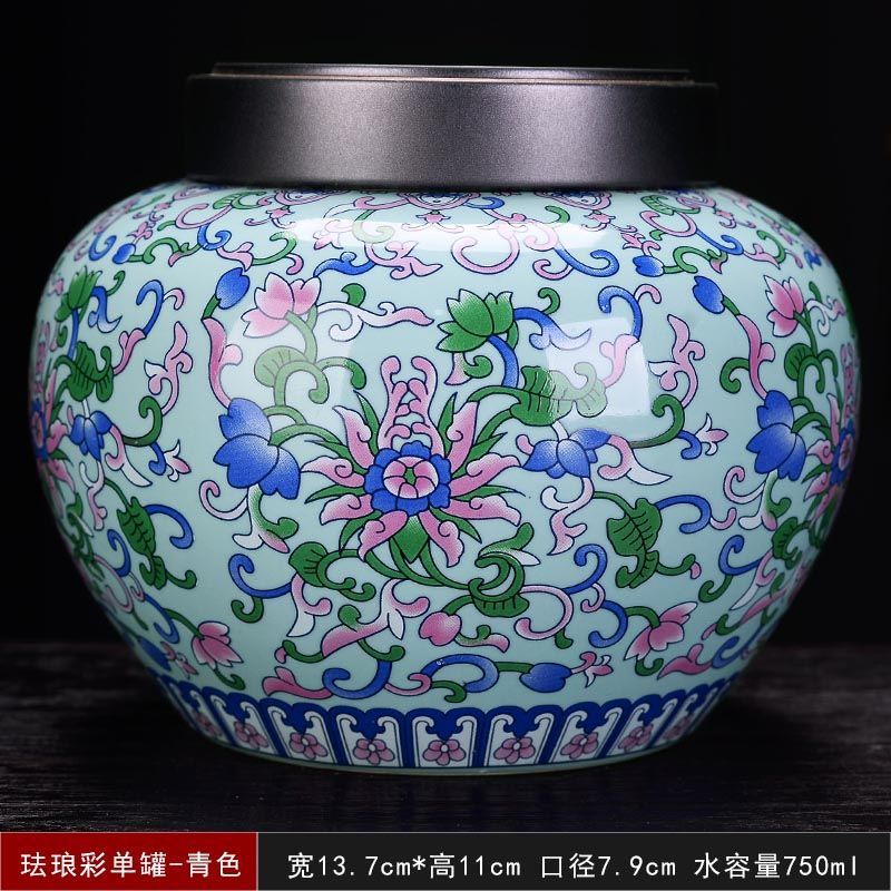 Enamel Color Flower Tea Cans with Alloy Lids Kitchen Sealed Storage Jars Candy Coffee Beans Food Storage Jars Home Decoration: D