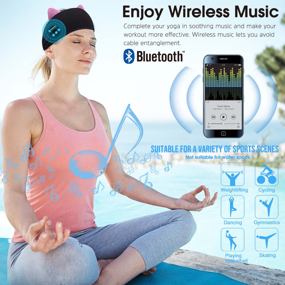 2021 nuovi bambini cuffie Bluetooth morbido Bluetooth sonno Sport fascia lettore musicale supporto vivavoce miglior regalo di compleanno simpatico gatto