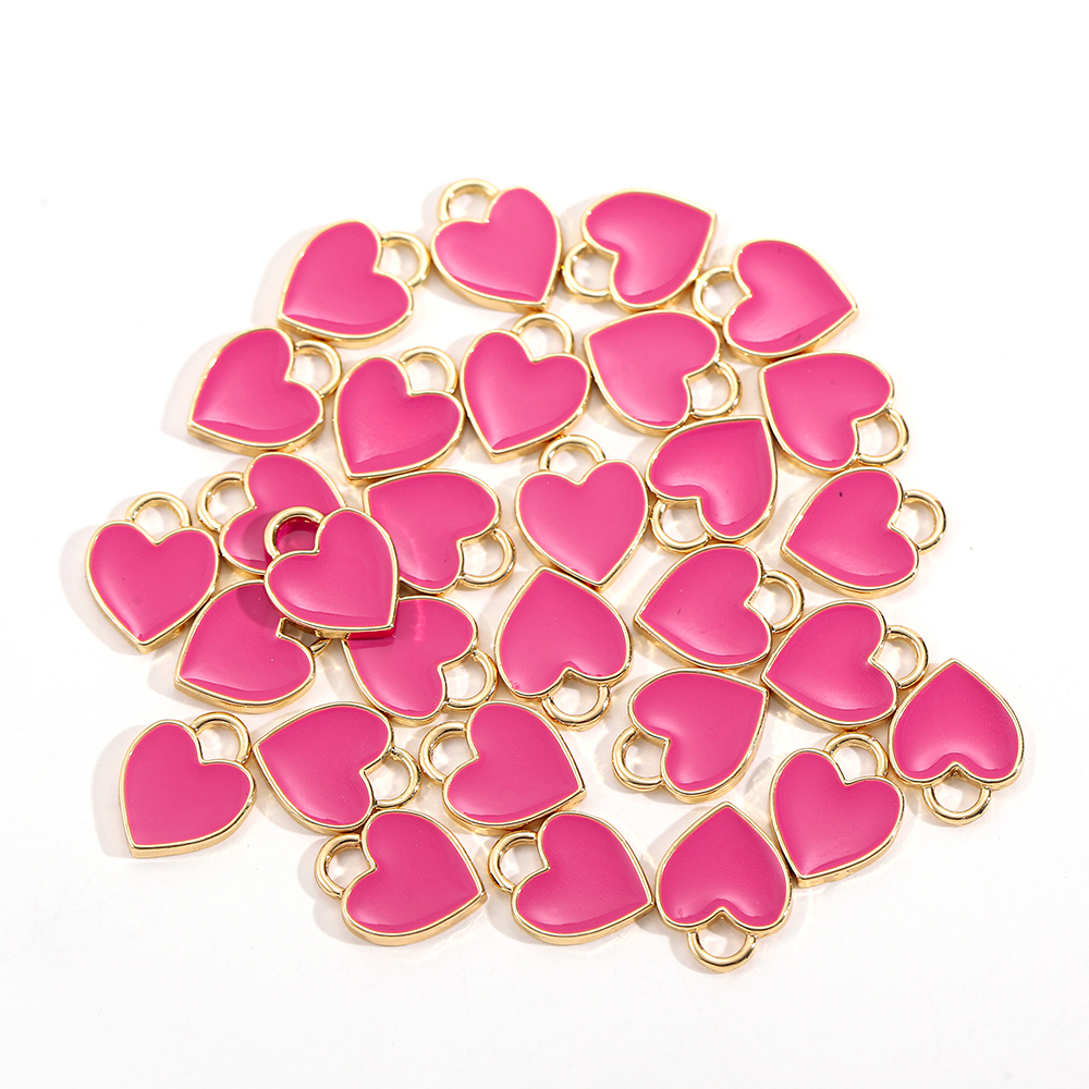 30 Stks/partij Enamel Heart Charm Cartoon Mooie Hart Mini Eenvoudige Hanger Voor Diy Kettingen Armbanden Sieraden Accessoires: Rose Red