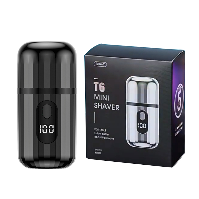 Mini barbeador elétrico portátil para homens, design de cápsula, viagem, uso doméstico, faca de barba elétrica, recarregável por usb, navalha elétrica de bolso: Preto
