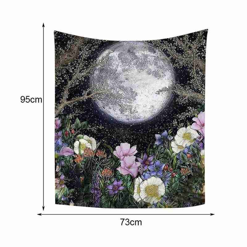 Tapiz negro con Floral de Luna, tapiz colgante de pared antiguo, tapiz de brujería con mariposas, tapiz para decoración de pared del hogar, alfombras, tapices