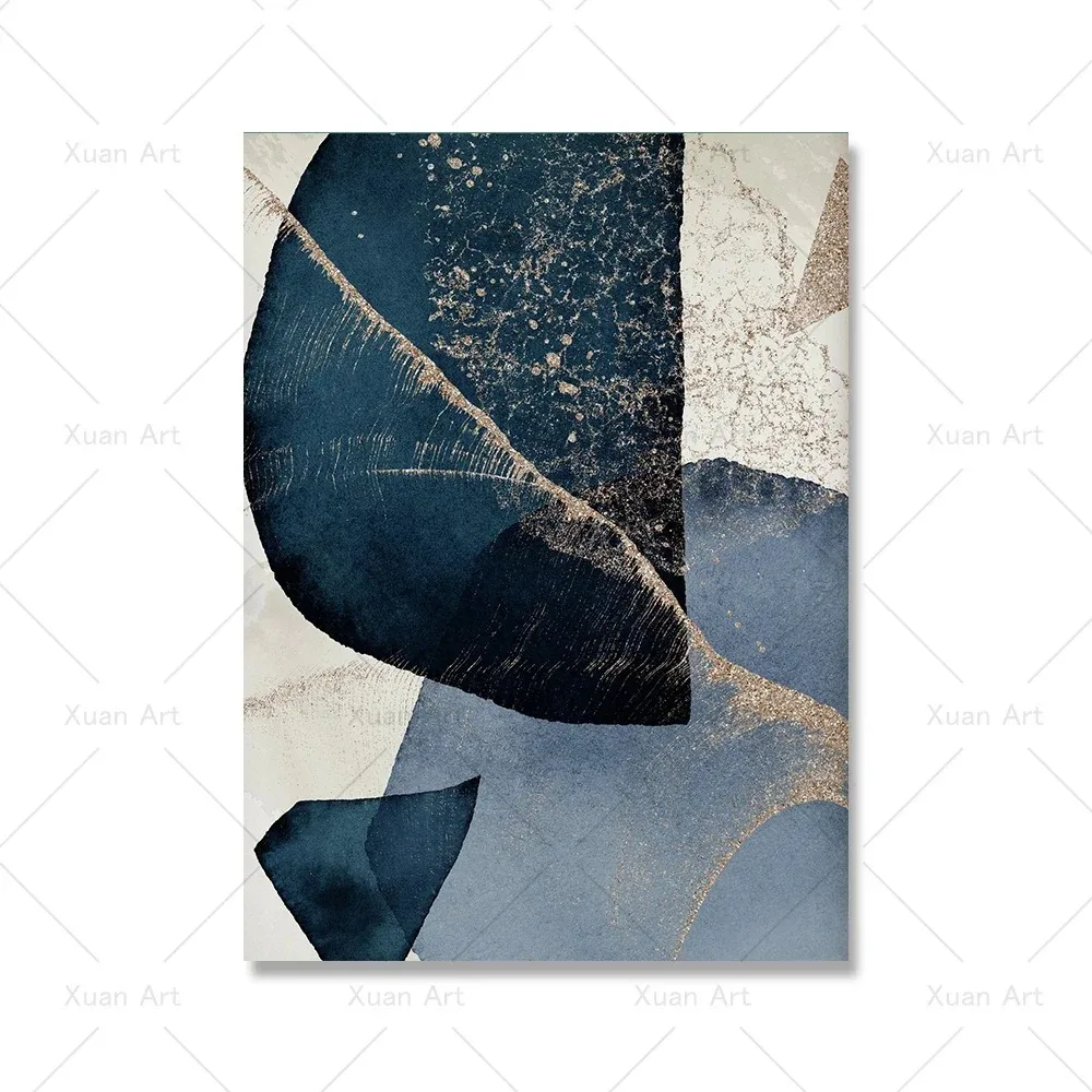 Póster geométrico de acuarela, cuadro sobre lienzo para pared abstracto azul marino nórdico, cuadro impreso moderno para oficina, decoración del hogar y habitación: Rojo / 24x36