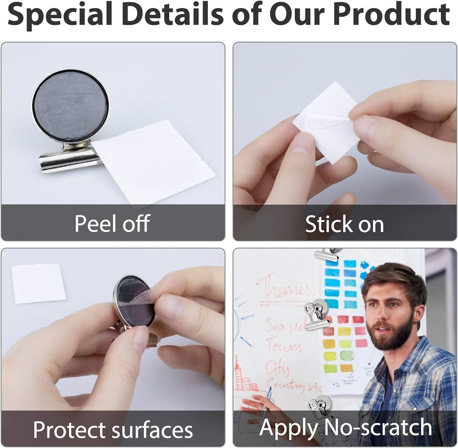 Imanes de nevera Imanes de refrigerador Clips magnéticos Lista detallada de alta resistencia Exhibición de sujetadores de papel en el hogar, la oficina y la enseñanza