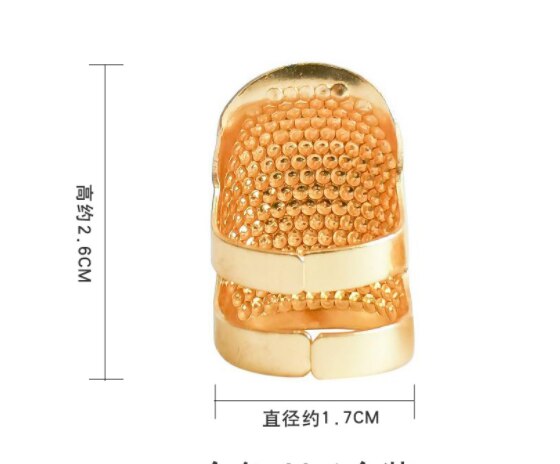 Household retro sewing thimble device sewing finger protection cover handmade needle thimble craft DIY sewing tool accessories: gold-M