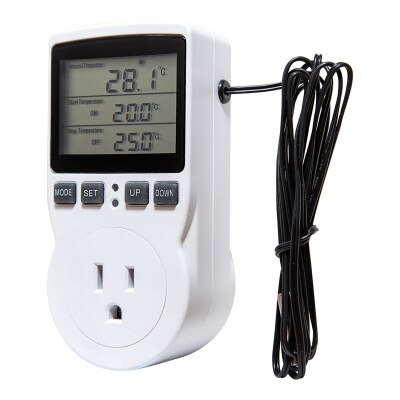 KEBETEME Thermostat Temperature Controller Socket Outlet With Timer Switch 16A 220V Heating Cooling Timing Mode: US