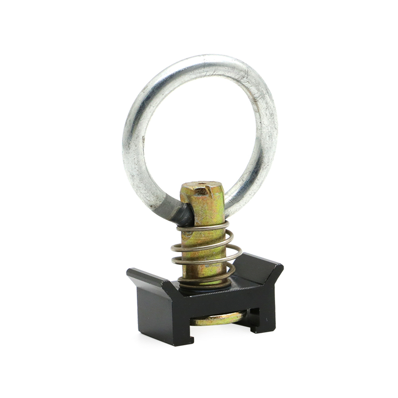 2/5/10Pcs Black Single Stud L-Track Fitting with Round Ring Spring Bolt Airline for L Track Logistic Track