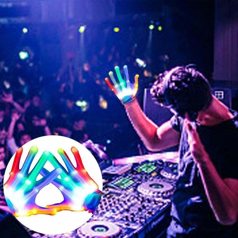 LED Gloves Neon Guantes Glowing Halloween Party Light Luminous party Skull Stage Props Gloves Flashing Costume Supplies O0T4