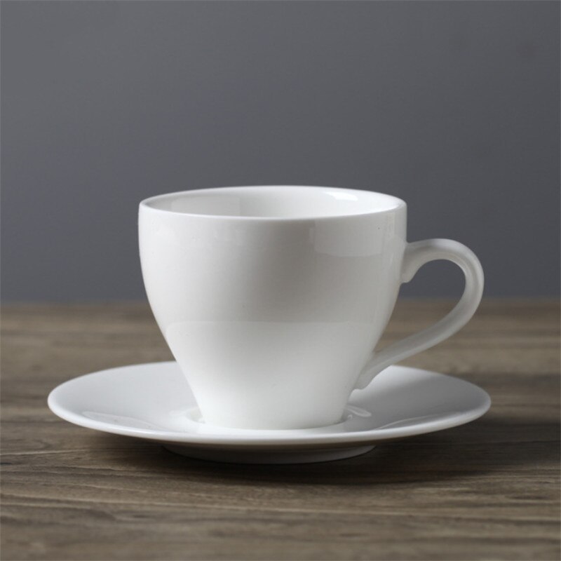 European Ceramic Minimalist Coffee Cup with Saucer Set White Porcelain Afternoon Teacup Latte Cappuccino Mug Drinkware: K