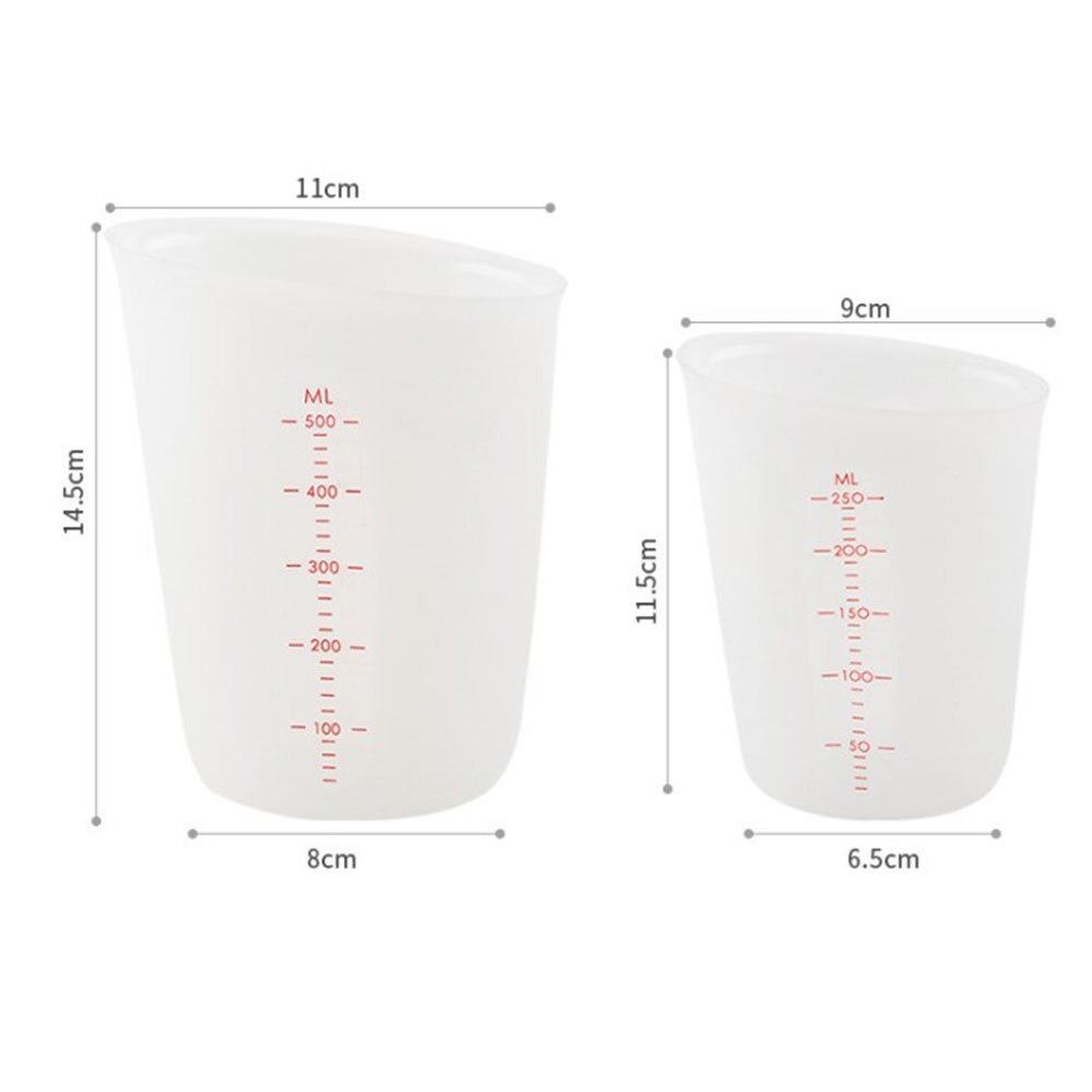 Silicone Measuring Cups Tool Semi Transparent Cup For Kitchen Baking Beaker Liquid Measure Jug Cup Container 250ml 500ml