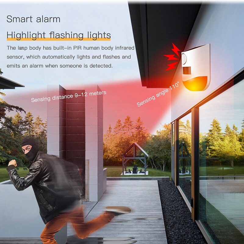 Infrared Alarm Solar Indoor and Outdoor Infrared Alarm 120dB Solar Energy Wireless Remote Control For Your Home Security System