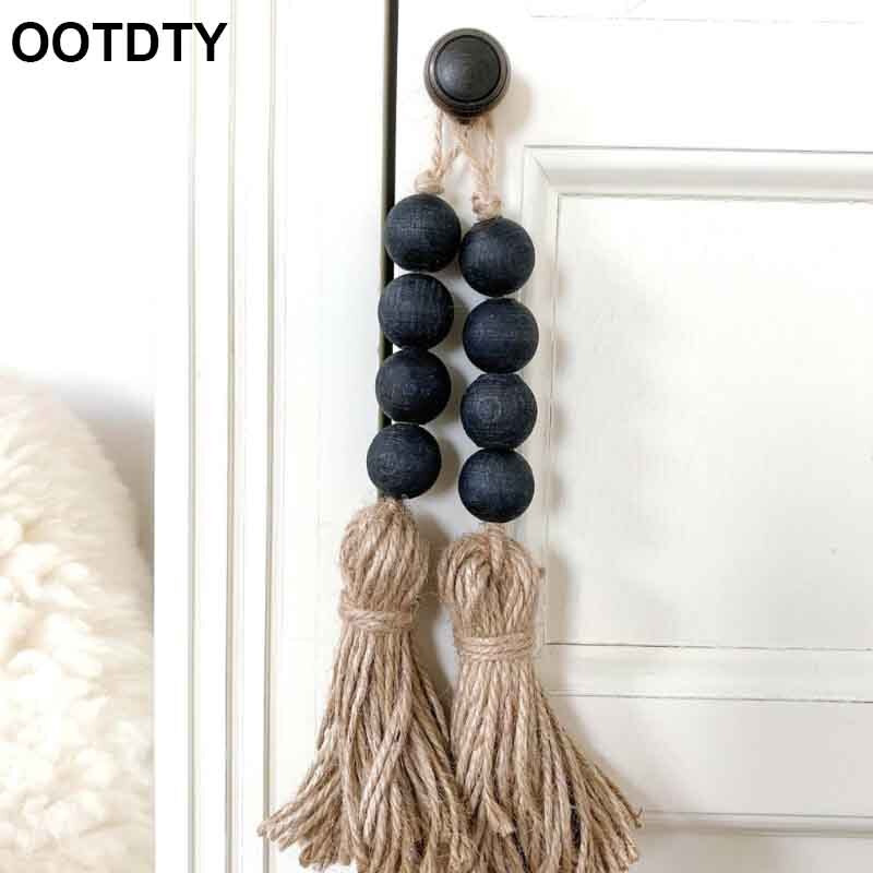 Cuentas de borlas de granja para decoración de puerta de armario, cuentas de madera Natural, adorno de florero de boda, decoración del hogar, 1 ud.