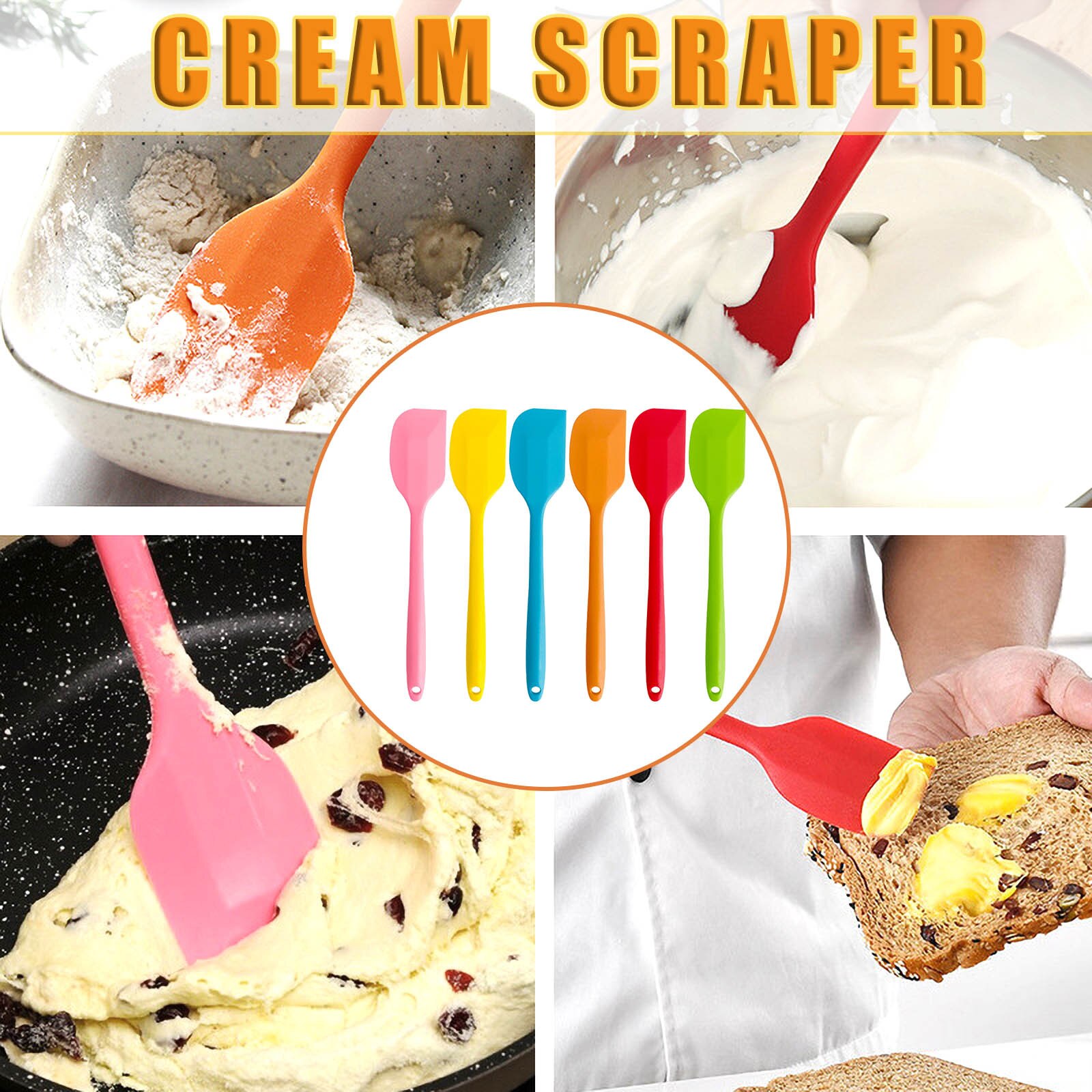 Silicone Spatula Mixing Pastry Scraper Non Stick Butter Spreader Jar Blender Cooking Spatula Kitchen Baking Accessories#60