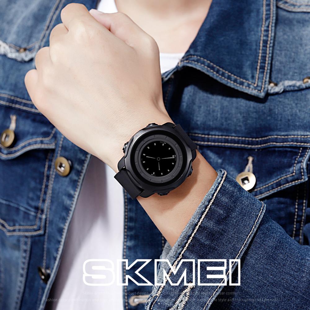 SKMEI Two Display Men's Electronics Watch 50M Waterproof LED Silica Watch Digital Wristwatches Mens Alarm relogios 1571