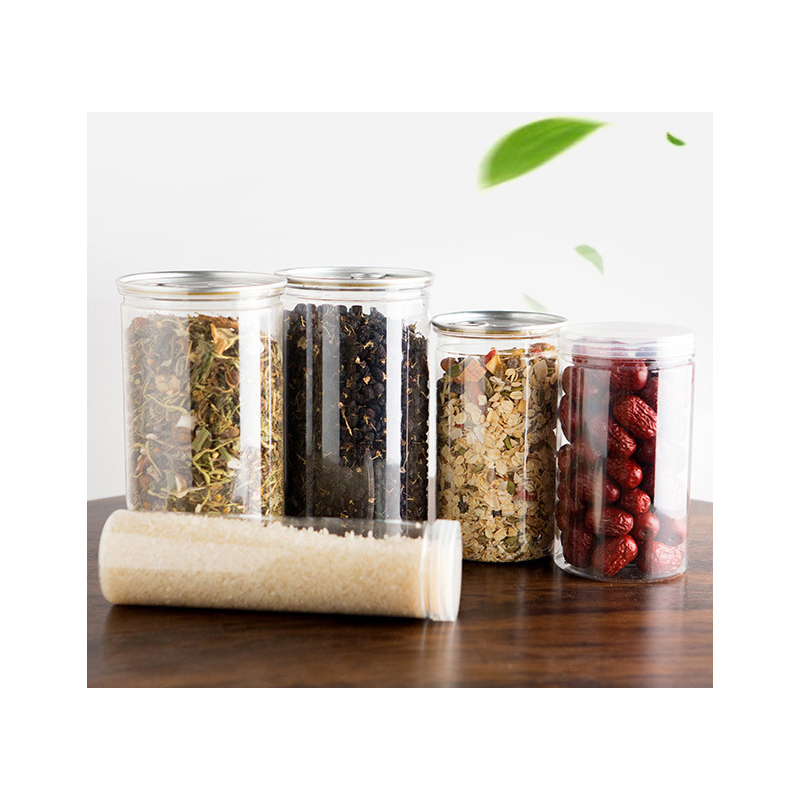 Plastic Packing Bottle PET Transparent Empty Seal Bottles Circular Bucket Storage Biscuit Jar Food Grade Seal Tank Container