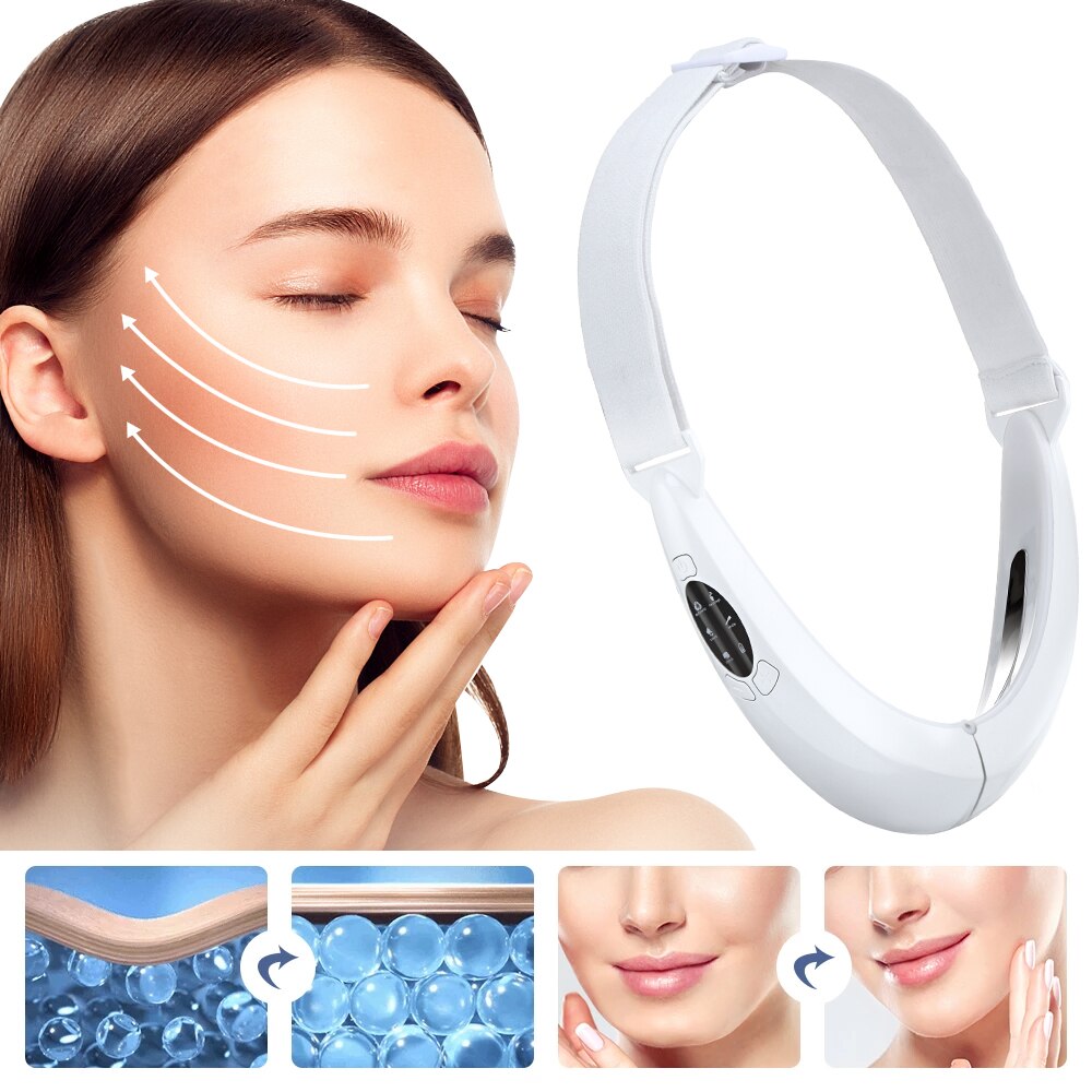 Chin V-Line Up Lift Belt Machine LED Photon Therapy Face Lifting Slimming Vibration Massager Double Chin Facial Massager