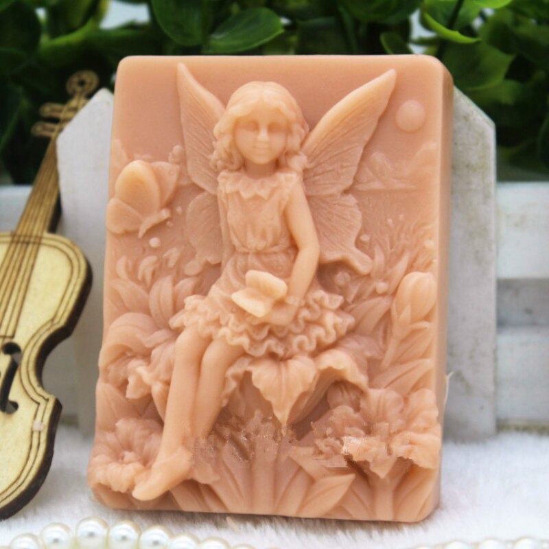 Flower Angel Girl Rechthoek Siliconen Zeep Mal 3D Fondant Bakvorm Handgemaakte Zeep Bloemen Badkamer Keuken Benodigdheden