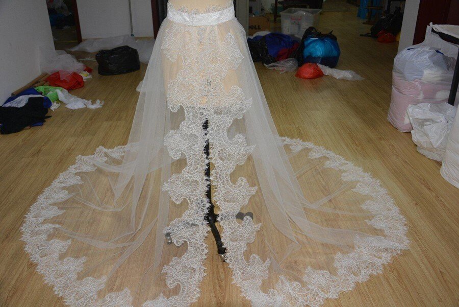 Jupe en dentelle avec train, jupe amovible Tulle sur jupe train amovible pour robe de mariée, maxi jupe en dentelle accessoires de mariage