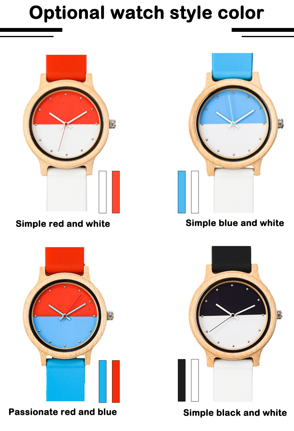 Criativo dois-cor costura relógio de madeira para homem feminino moda doce cor silicone relógio de pulso senhoras quartzo relojes hombre