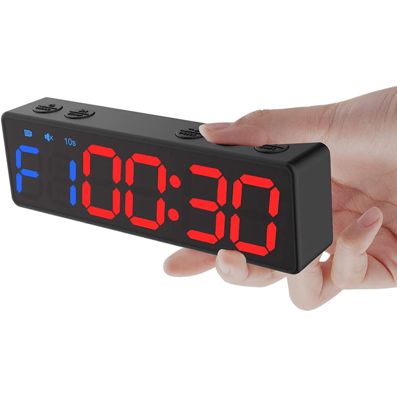Workout Clock with Battery, Portable Mini Gym Timer with Built-in Magnet for Home Gym, Programmable Countdown/Up Timer