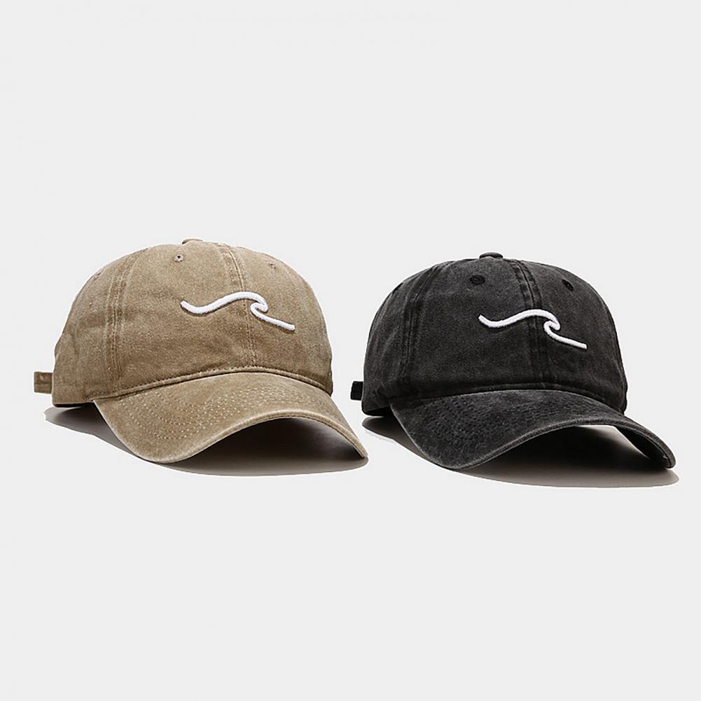 Gorra de béisbol con bordado de ola de mar lavada, gorro de béisbol con bordado de ola de mar ajustable, duradero, Unisex