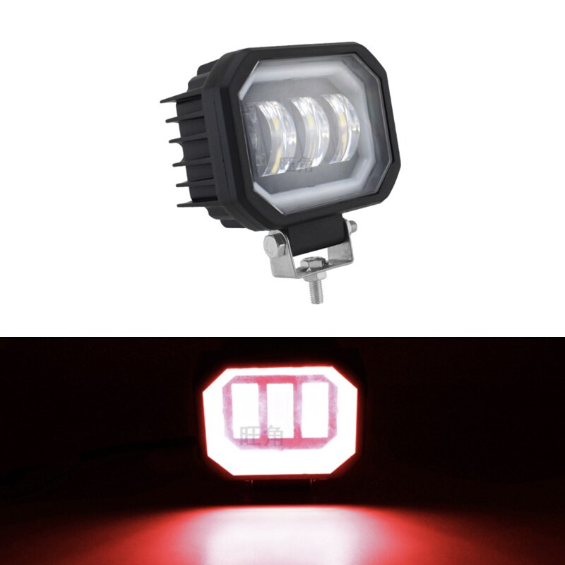 Motorcycle Led Headlight Work Light 4×4 SUV 30W Fog Lamp with Angel Eyes Car Offroad Truck Tractor Spot Beam Floodlight 9-32V: 1Pcs red light