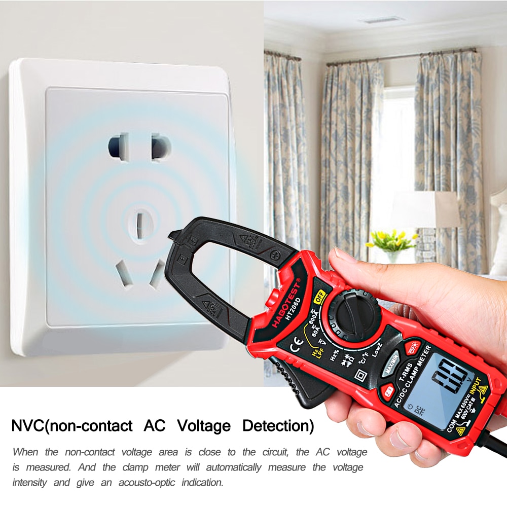 HABOTEST HT206A/HT206B/HT206D AC/DC Digital Clamp Meter for Measuring AC/DC Voltage , AC/DC Current, NCV Clamp Multimeter