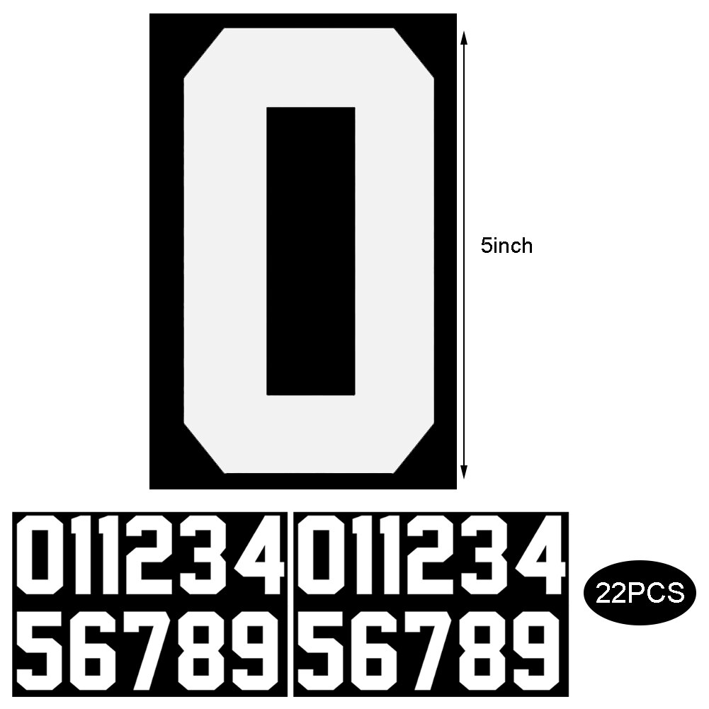 22 szt. Cyfrowe naszywki na ubrania naprasowanki na naklejki łatka DIY numer telefonu czarny biały aplikacja ubrania: 3