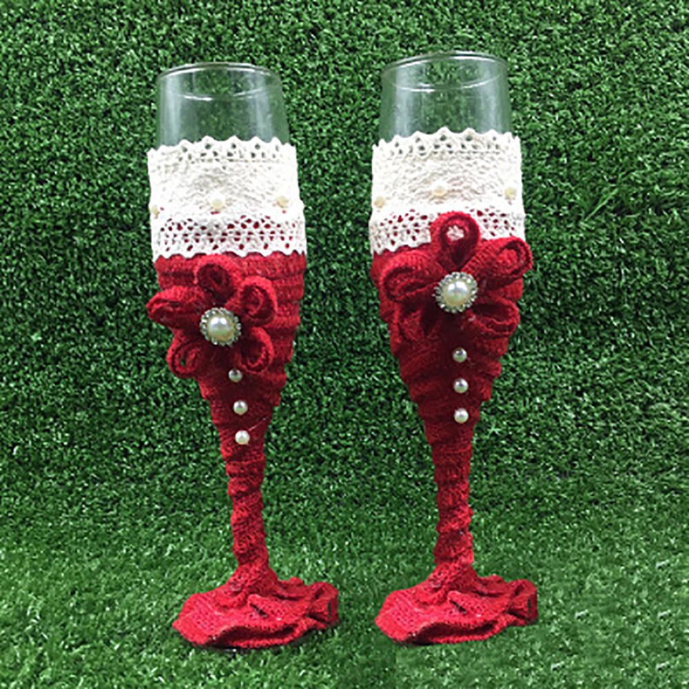 2Pcs Set Wedding Glass Toasting Wedding Glasses Crystal Champagne Flutes For Bride And Groom Drinking Wine Glass