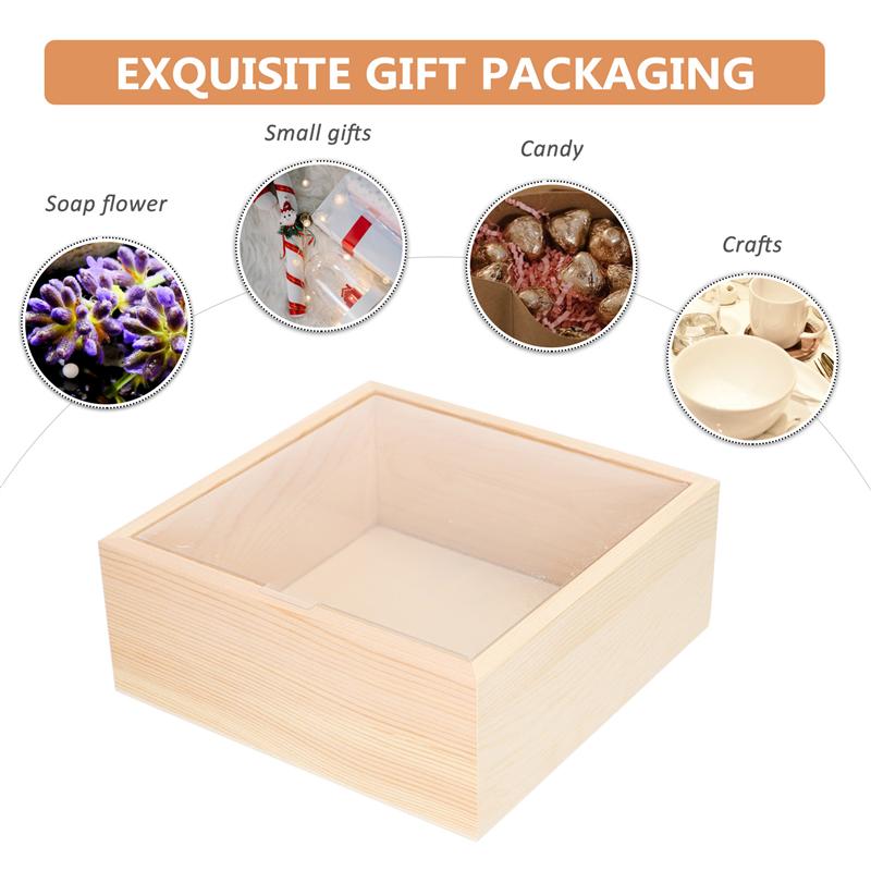 Caja de almacenamiento de madera con de ventana, caja de madera para guardar jabón, flor, , 1 unidad
