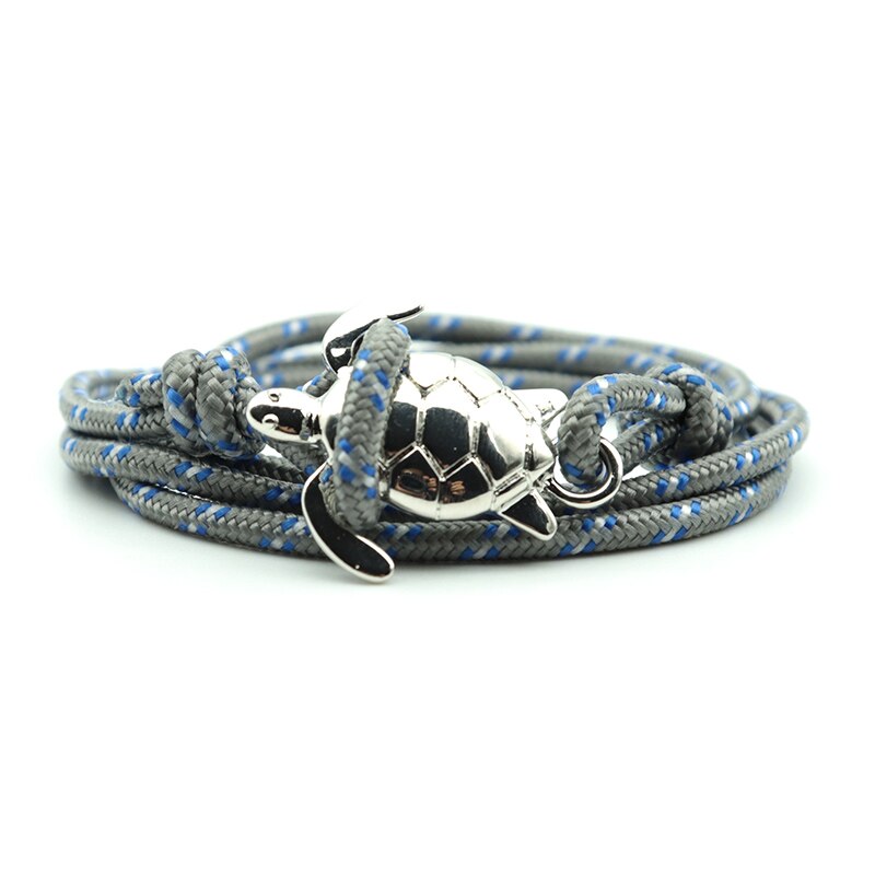 Pulsera de tortuga de mar Paracord hecha a mano para hombre y mujer, brazalete de vikingo con cuerda multicapa, joyería