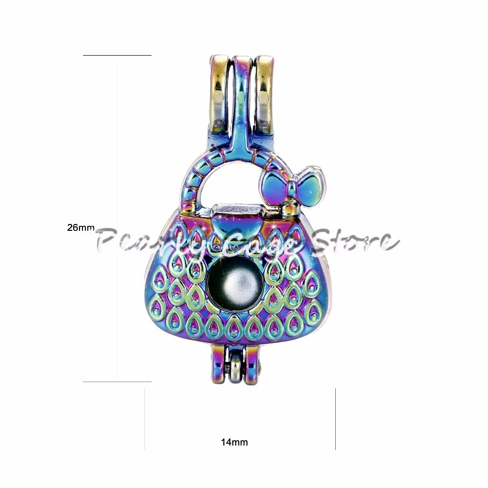 5 pcs Rainbow Kleur Meisje Zak Parel Kralen Kooi Essentiële Olie Diffuser Bohemian Medaillon Hanger DIY Sieraden Maken voor Oyster parel